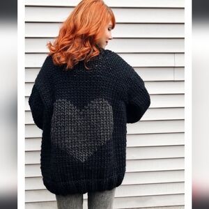 Nickichicki Heart U Back Handknit Cardigan Sweater